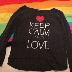 Black ‘Keep Calm and Love’ Top with Red Heart